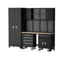 Garage Cabinets And Storage Stem, 6 Piece Garage Organization Cabinets Set With Worktop, Pegboard, 2 Rolling Chests, Lockers, Tool Storage Chest For Workshop Black Steel