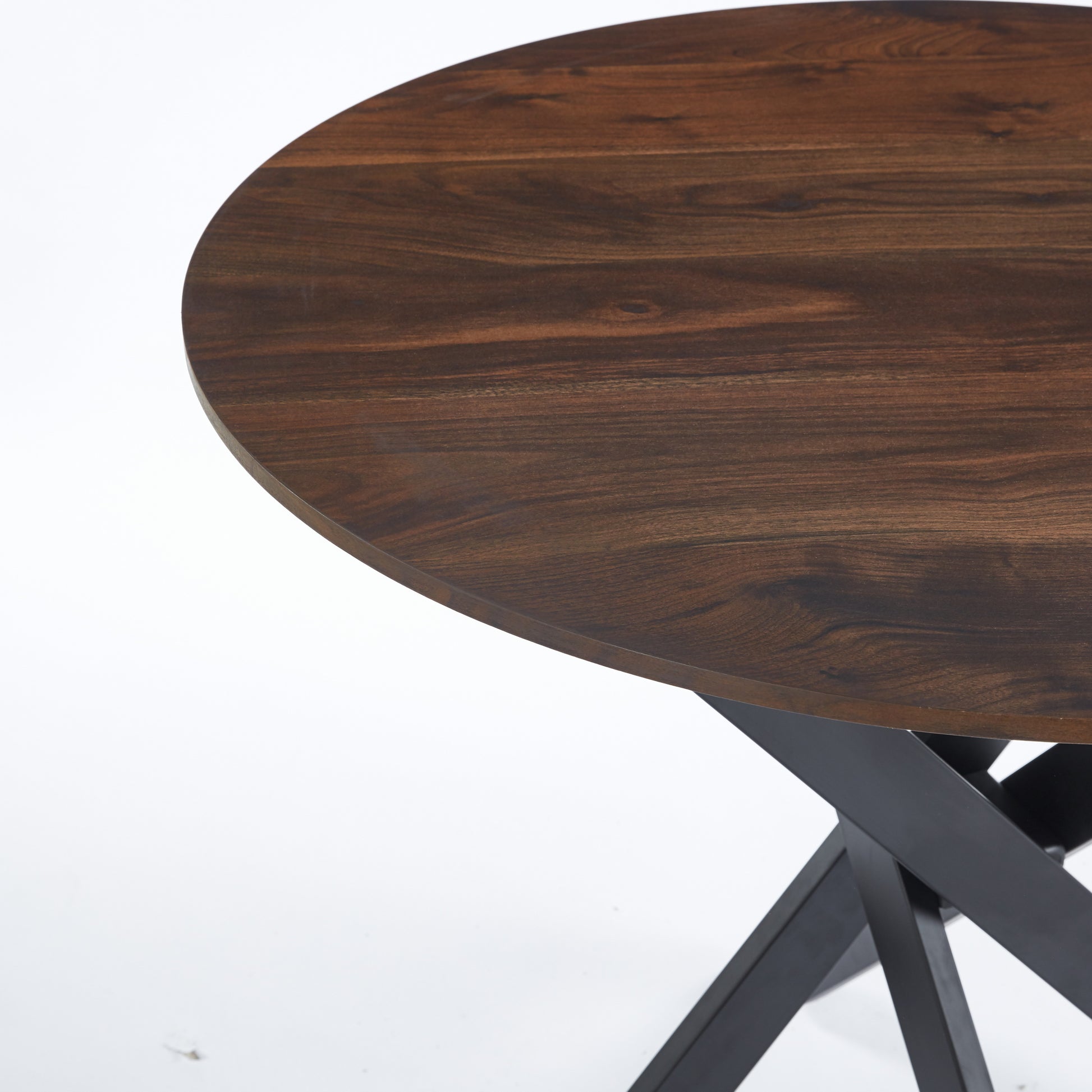 47.2Inch Round Dining Table,Office Table,Coffee Table,120X120X75Cm,Cross Leg Brown Mdf