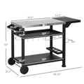 Outsunny Outdoor Grill Cart With Foldable Side Table, 46
