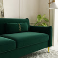 Fx P19 Rg Sofa 85.8Inch Velvet Sofa Couch Luxury Modern Upholstered Sofa With 2 Pillows For Livingroom Retro Green Velvet 2 Seat