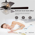 52 Inch Dual Crystal Shade Ceiling Fan With 5 Wood Blades, Two Color Fan Blade, Ac Motor, Remote Control, Reversible Airflow, Multi Speed, Adjustable Height, Traditional Ceiling Fa No Include Bulbs Matt Black American Design,American