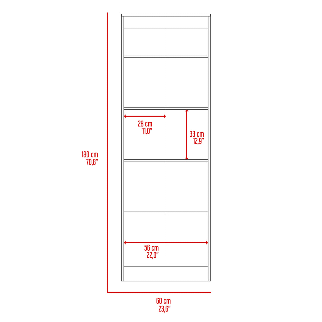 Virginia Double Door Storage Cabinet, Five Shelves 5 Or More Shelves Beige Primary Living Space Shelves Included Modern Mdf Engineered Wood