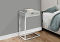 Accent Table, C Shaped, End, Side, Snack, Storage Drawer, Living Room, Bedroom, Grey Laminate, Chrome Metal, Contemporary, Modern Grey Particle Board