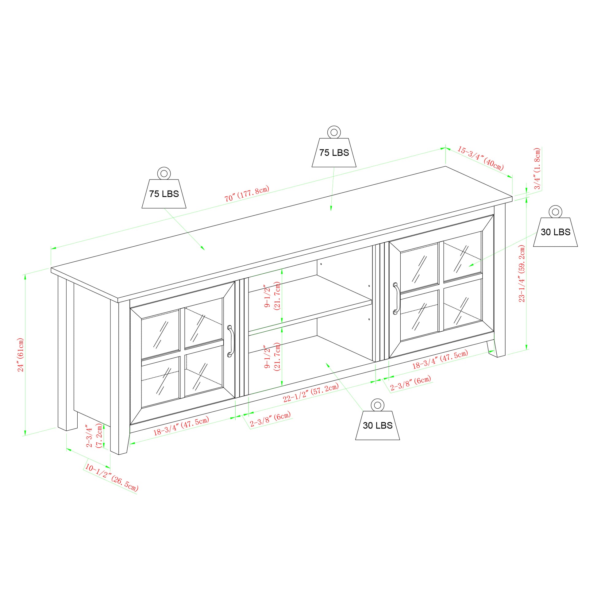 Modern Farmhouse 2 Door Glass Windowpane 70" Tv Stand For 80" Tvs Rustic Oak Oak Mdf