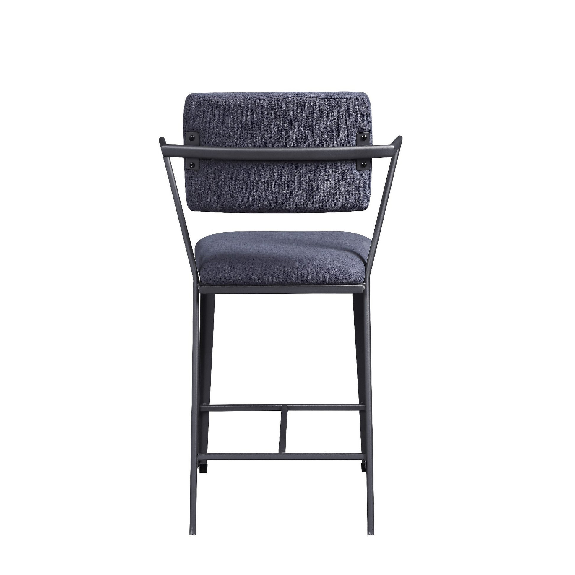 Fabric Upholstered Metal Counter Height Chair, Set Of 2,Gray And Black Gray Fabric Metal