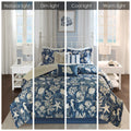 7 Piece Cotton Sateen Comforter Set Blue Queen Queen Blue Polyester