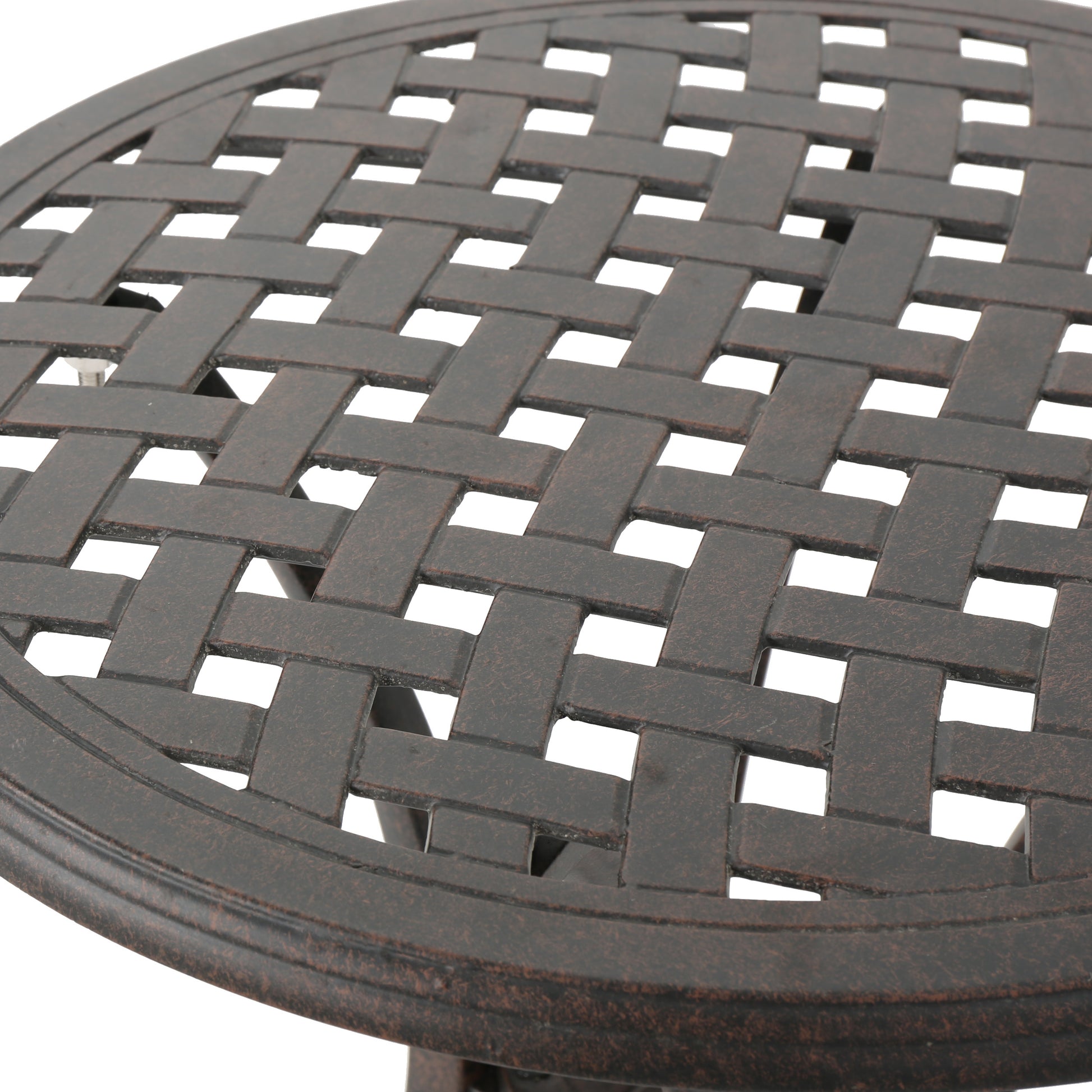 Outdoor 19" Cast Aluminum Side Table Bronze Aluminium