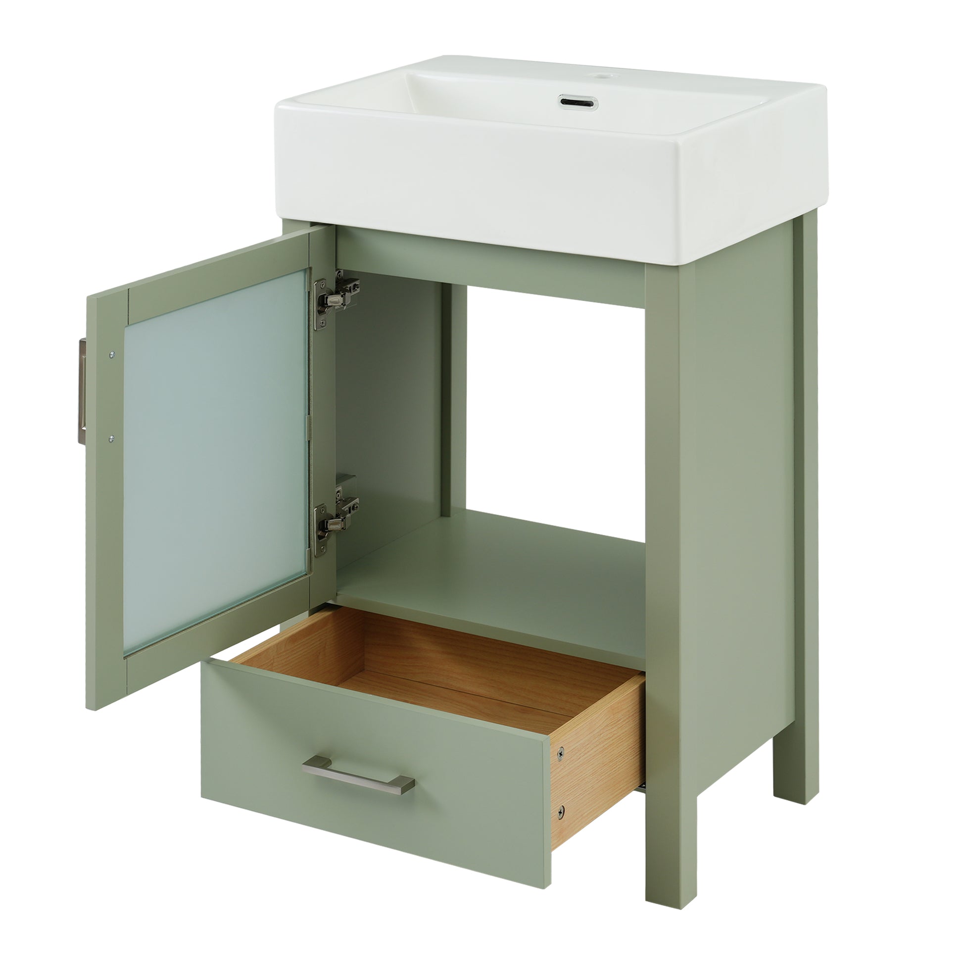 20 Inch Bathroom Vanity With Ceramic Sink Andstorage Ideal For Small Bathrooms Green Bathroom Solid Wood Mdf