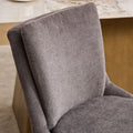 Modern Dining Chairs Set Of 2,Double Layer Cushioned Chenille Fabric Upholstered Accent Side Leisure Chairs With Mid Back And Curved Solid Wood Legs For Living Room Dining Room Gray Gray Dining Room American Design Dining Chairs Rubberwood Set Of 2 Foam