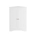 Floor Corner Cabinet With 2 Doors And Adjustable Shelves, Freestanding Narrow Cabinet Organizer, Corner Storage Cabinets For Bathroom, Kitchen, Living Room, Or Bedroom, White White 1 Mdf