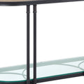 Ley 47 Inch Wood Sideboard Console Sofa Table, Industrial Design, Oak Brown Glass Metal