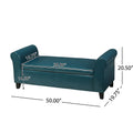 Hayes Armed Storage Bench Teal Pu