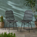 Sawtelle Chair Grey Rattan Metal