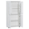 Tall And Wide Bathroom Floor Storage Cabinet, Bathroom Storage Unit, Freestanding Cabinet With 4 Doors, Adjustable Shelves, White White Mdf