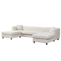 126 Inch Modern Style Chenille Three Piece Sofa, Pull Point Design U Shaped Sofa Two Chaise Longue Seats, Two Pillows And Plastic Feet, Suitable For Living Room, Bedroom, Lounge And Projection Room