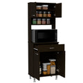 Della 60 Kitchen Pantry With Countertop, Closed & Open Storage Black Black Kitchen Modern Particle Board Particle Board