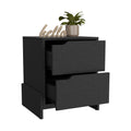 Luss Nightstand, Bedside Table With 2 Drawers Black 2 Drawers Bedroom Rectangle Modern Drawers Particle Board Engineered Wood