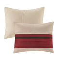7 Pc Pieced Faux Suede Comforter Set Red Queen Queen Red Polyester