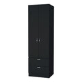 Black 2 Door 2 Drawer Wardrobe Black Bedroom Melamine