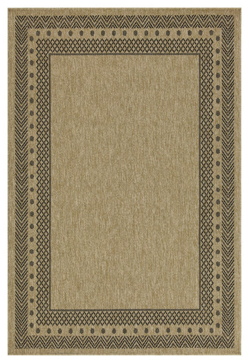 Earth Gc Ntl1006 Jute Black 5 Ft. 3 In. X 7 Ft. 3 In. Indoor Outdoor Area Rug Natural Black Polyester Polypropylene