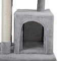 Double Level Cat Tree Stand House Furniture Kittens Activity Tower Posts Kitty Pet Play House Light Gray Light Gray Particle Board