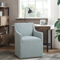 Skirted Dining Arm Chair With Casters Blue Wood