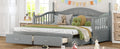 Wooden Twin Size Daybed With Twin Size Trundle, Extendable Daybed With Two Storage Drawers,Gray Expected Arrival Time:9.12 Twin Gray Wood