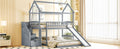 Twin Over Twin Bunk Bed With Two Drawers And Slide, House Bed With Slide, White Old Sku :Lt000129Aae Gray Pine