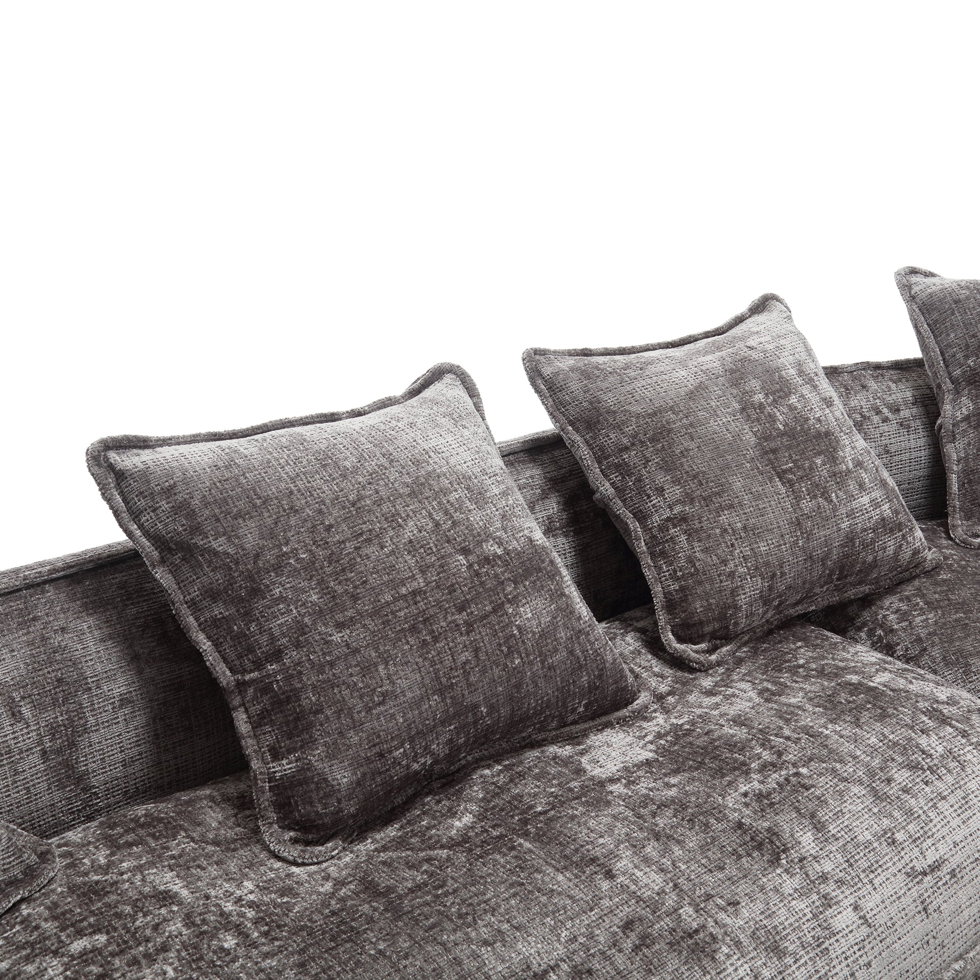 Modular Sectional Sofa, U Shaped Couch With Sofa For Five & Pillows, Modern Minimalist Chenille Fabric Large Comfy Cloud Sofas, Living Room Furniture Sets Gray Chenille 5 Seat