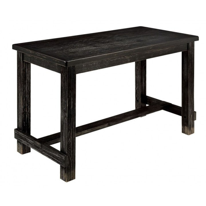 Antique Black Bold Distressed 1Pc Counter Height Dining Table Dining Room Furniture Center Beam For Support Footret Antique Black Dining Room Classic,Contemporary,Modern,Transitional Rectangular Kitchen & Dining Tables Solid Wood