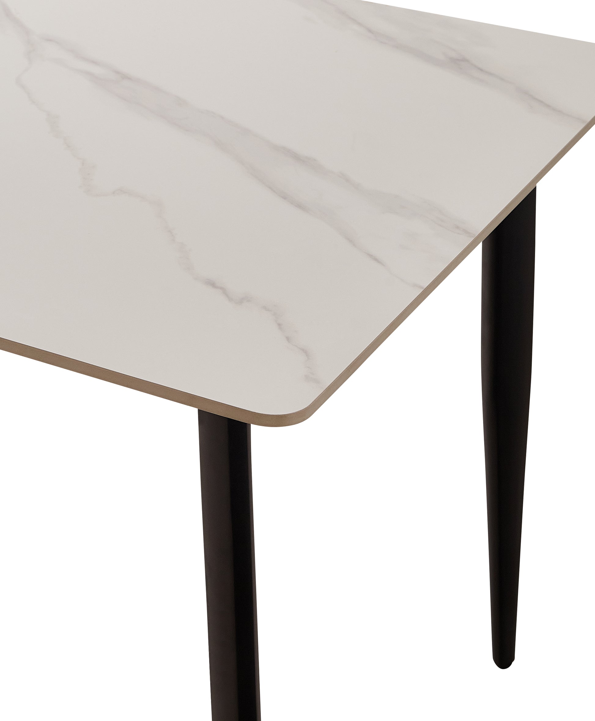 Dining Table Table 55" Rectangular White Kitchen Table With Porcelain Table Top And Metal Legs,Dining Room Table For 4,Mid Century Dinner Table For Living Room And Office,Table Only White Black European Ceramic Tile Iron