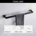 5 Pc Bathroom Accessory Set In Black Gold Towel Bar Toilet Paper Holder Hook Towel Ring Gold Black Stainless Steel