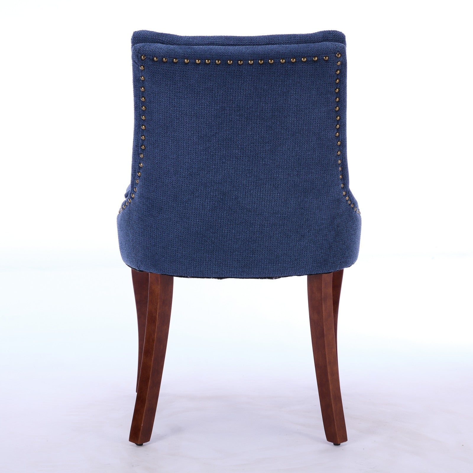 Modern Dining Chairs Set Of 2,Double Layer Cushioned Chenille Fabric Upholstered Accent Side Leisure Chairs With Mid Back And Curved Solid Wood Legs For Living Room Dining Room Blue Blue Dining Room American Design Dining Chairs Rubberwood Set Of 2 Foam