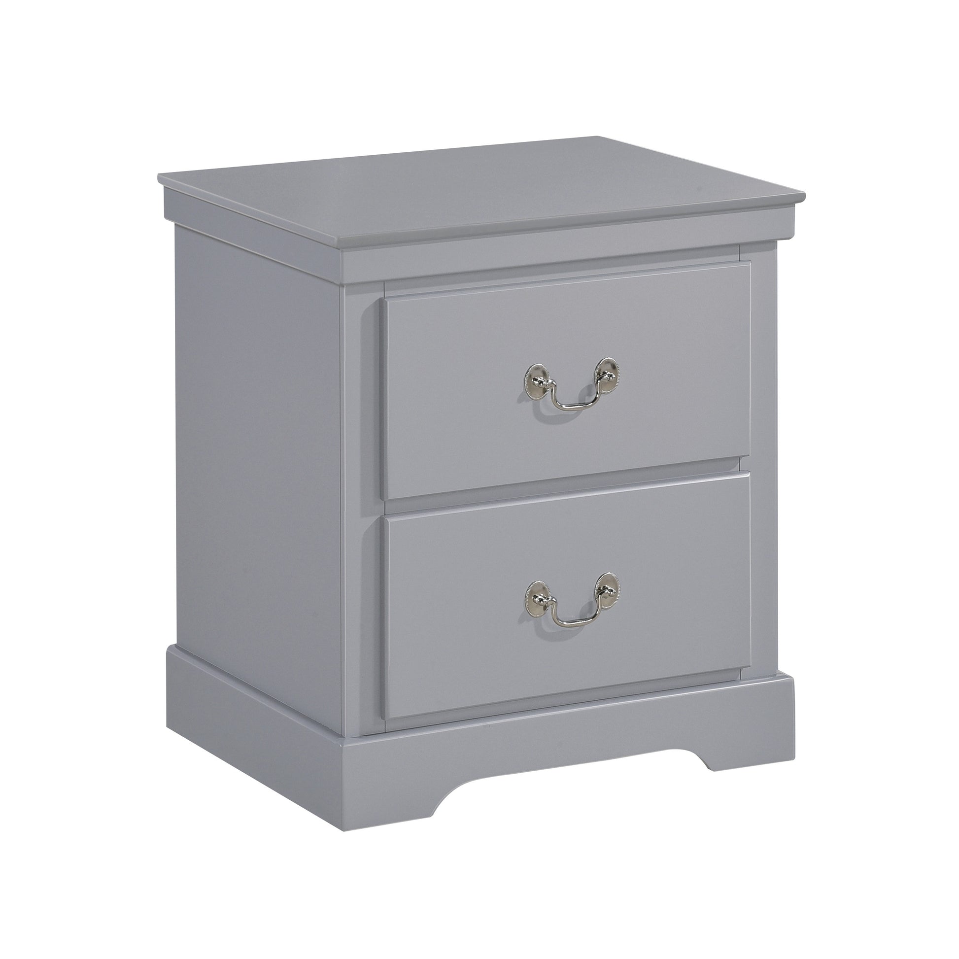 1Pc Classic Traditional 2 Drawers Nightstand Gray Finish Bedroom Furniture Wooden Bedside Table Cabinet Gray 2 Drawers Drawers Wood