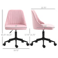 Vinsetto Mid Back Office Chair, Velvet Fabric Swivel Sop Shape Computer Desk Chair For Home Office Or Bedroom, Pink Pink Polyester