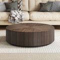 35.43 Inch Modern Round Coffee Table Mdf Coffee Table For Living Room,Drum Center Table For Apartment,No Need Assembly,Walnut Walnut Mdf