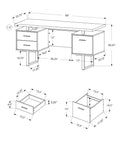 Computer Desk, Home Office, Laptop, Left, Right Set Up, Storage Drawers, 60