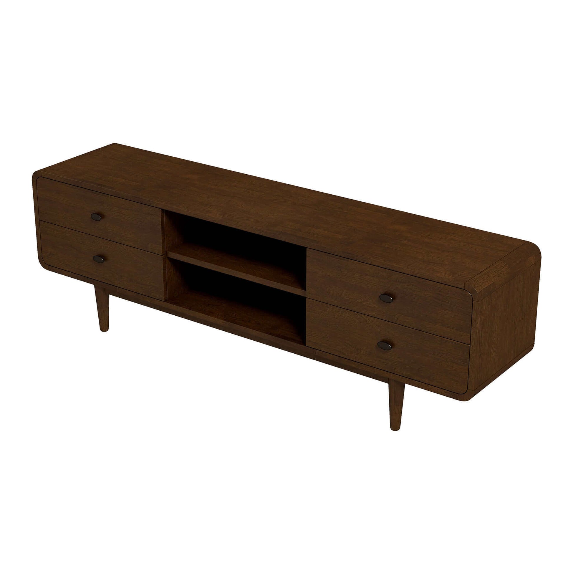 Alexa Mid Century Modern Style Tv Stand Dark Brown,Wood Brown Primary Living Space 70 79 Inches Solid Wood