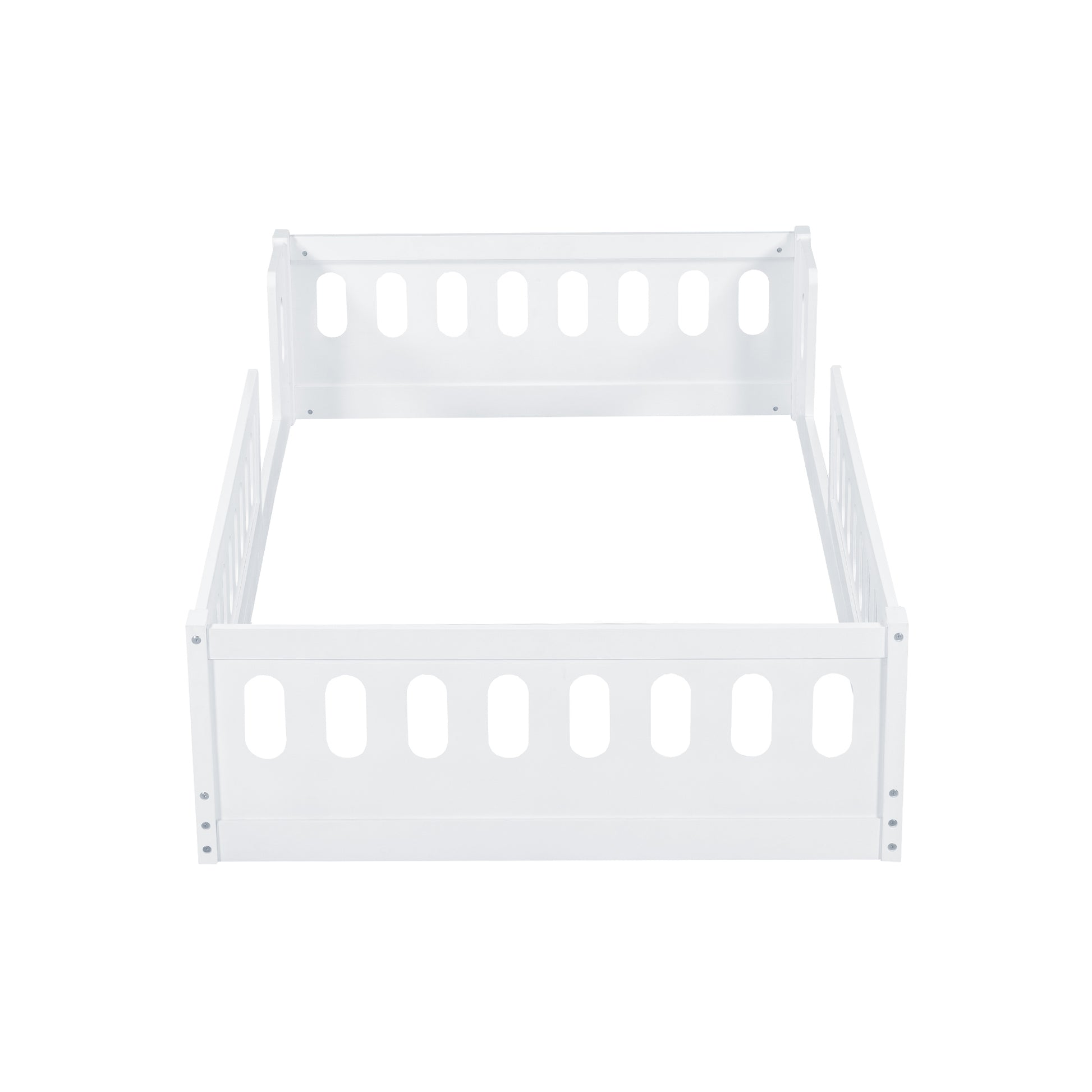 Wood Twin Size Platform Bed With Guardrail, White Box Spring Not Required Twin White Wood Bed Frame Solid Wood Mdf