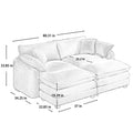Corduroy Two Seater Sofa With 2 Footrest, 2 Seater Sofa With Ottoman To Work As Sofa Bed For Small Living Spaces, Light Beige Corduroy Sofa Beige Corduroy 2 Seat