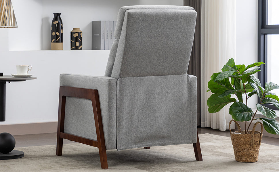 Wood Framed Upholstered Recliner Chair Adjustable Home Theater Seating With Thick Seat Cushion And Backrest Modern Living Room Recliners, Gray Old Sku:Pp289527Aae Gray Linen