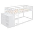 Twin Over Twin Bunk Bed With 4 Drawers And 3 Shelves White Twin White Solid Wood