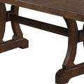 Dining Table With Trestle Base And Extension Leaf, Brown Brown Mdf