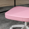 Vinsetto Cute Armless Office Chair, Small Pu Leather Computer Desk Chair, Vanity Task Chair With Adjustable Height, Swivel Wheels, Mid Back, Pink Pink Faux Leather