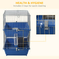 Pawhut 2 Tier Guinea Pig Cage, Ferret Cage, Chinchilla Cage, Small Animal Cage Indoor With Dish And Bottle, 2 Doors, Deep Bottoms, Ramp, 28