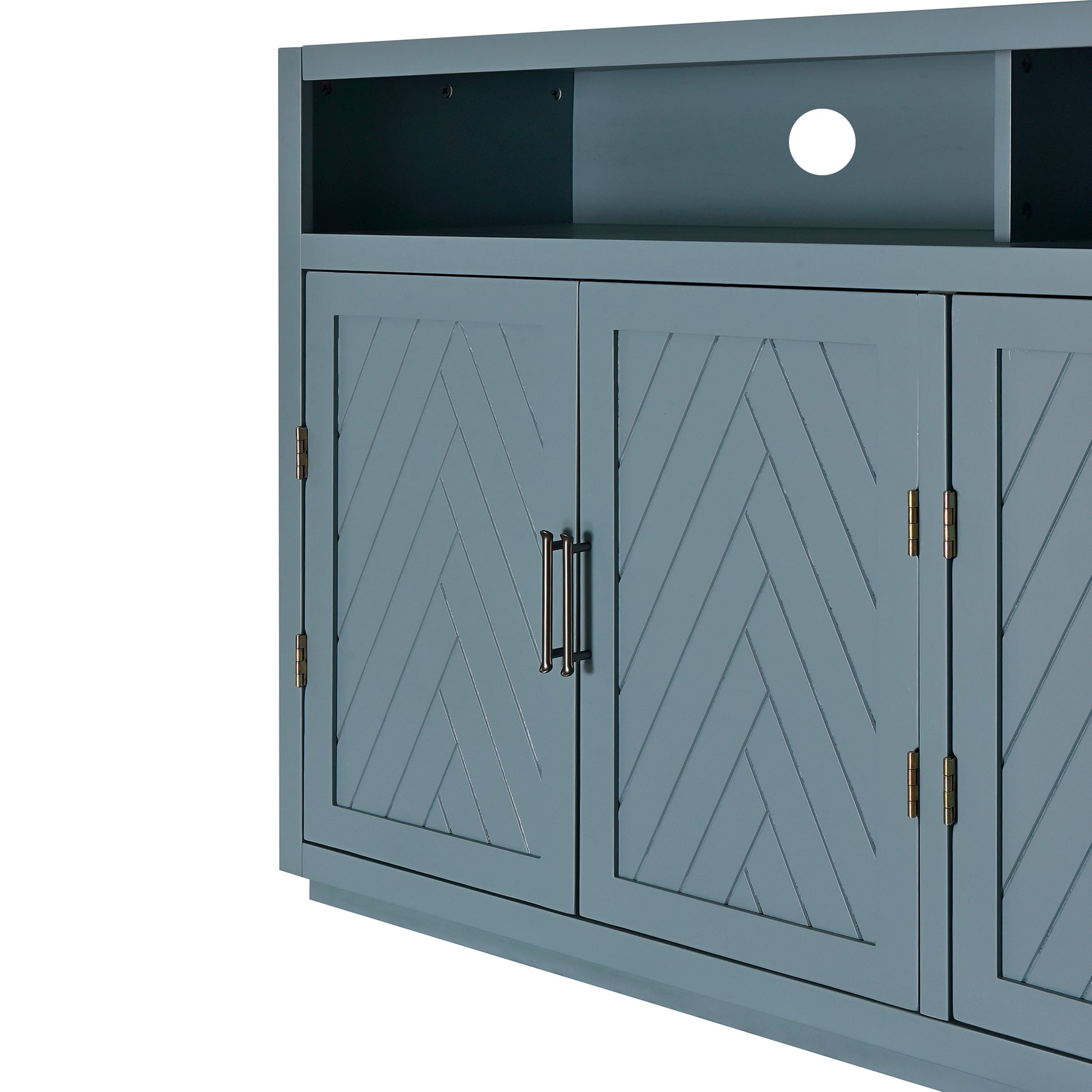 4 Door Classic Sideboard With Open Storage And Adjustable Shelves Perfect For Kitchens, Living Rooms Smoke Blue Smoke Blue Mdf