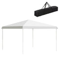 Outsunny 13' X 13' Pop Up Canopy Tent, Instant Sun Shelter, Tents For Parties, Height Adjustable, With Wheeled Carry Bag For Outdoor, Garden, Patio, Parties, White White Steel