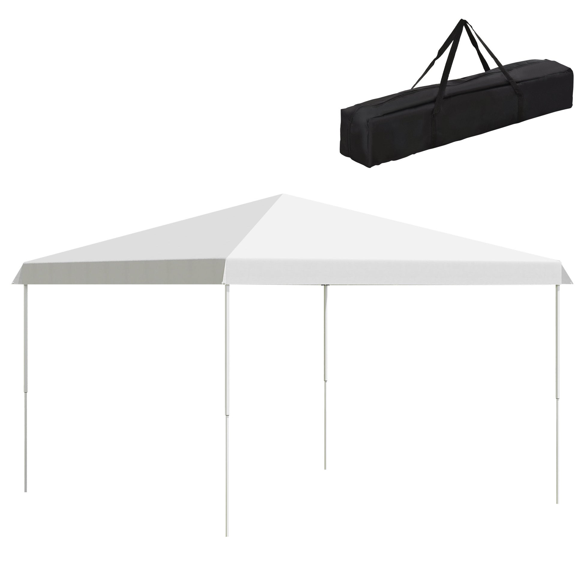 Outsunny 13' X 13' Pop Up Canopy Tent, Instant Sun Shelter, Tents For Parties, Height Adjustable, With Wheeled Carry Bag For Outdoor, Garden, Patio, Parties, White White Steel