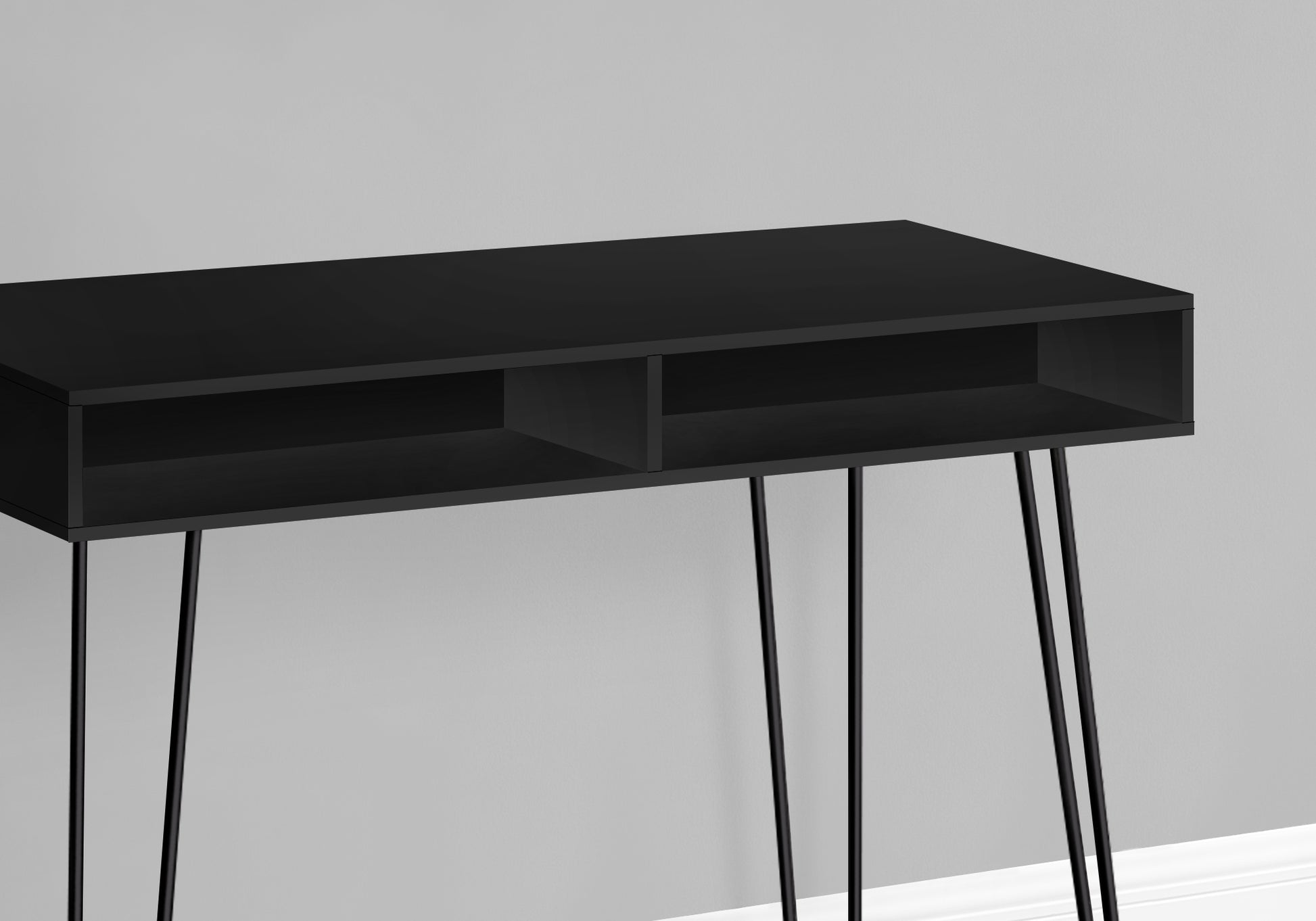 Computer Desk, Home Office, Laptop, Left, Right Set Up, Storage Drawers, 40"L, Work, Black Laminate, Black Metal, Contemporary, Modern Black Particle Board