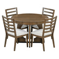 5 Piece Retro Rustic Functional Dining Set Unique Geometric Design, 1 Extendable Table With A 16 Inch Leaf And 4 Upholstered Chairs Ideal For Dining Room And Kitchen Walnut Walnut Solid Wood Mdf